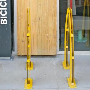 Bike parking stations outside the Sao Paulo McDonalds.