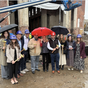 CVS Volunteers shown at the ground breaking at Blessed Sacrament.