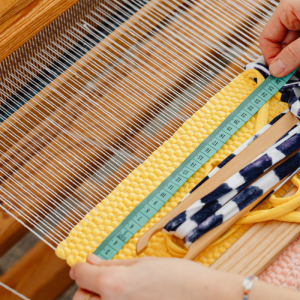 Fibers on a hand loom