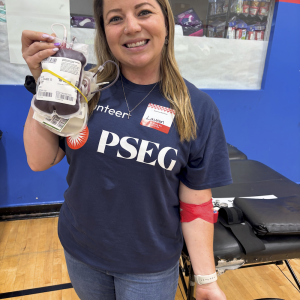 volunteer smiling after donating blood 