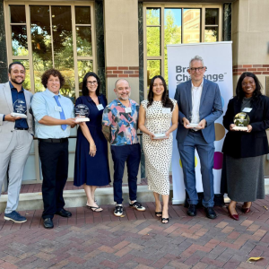 Braille Institute award recipients pose with trophies