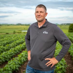 Man standing in soybean pool