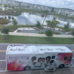 Buddy Bus parked outside Rayonier’s headquarters