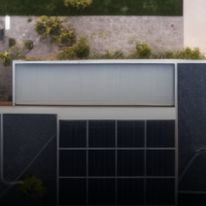 Birds-eye view of a row of buildings