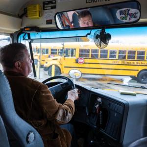 Man driving bus