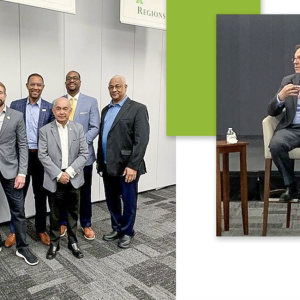 Two different photo's of people at the second annual CDFI Convening