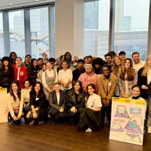 Group of students together at Career Discovery Week at Tapestry HQ