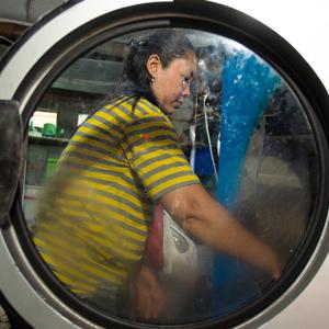 Person doing laundry