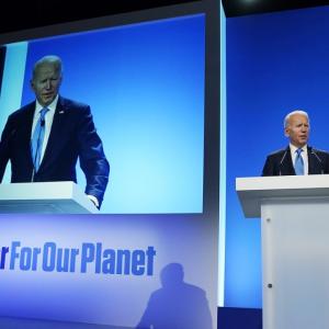 President Joe Biden speaks during an event about the Global Methane Pledge at the COP26 U.N. Climate Summit Nov. 2, 2021 in Glasgow Scotland.  Evan Vucci AP
