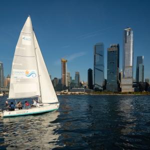 Sailboat with NYC in the background