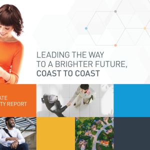 PNC's CR report cover "Leading the Way to a Brighter Future, Coast to Coast"