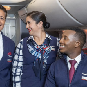 Cabin crew inside an aeroplane 
