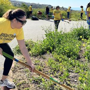 Volunteers doing landscape and weed control.