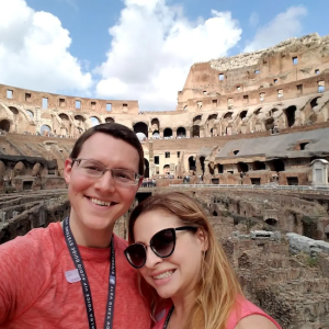 Calvin and his wife at the colisseum in Rome.