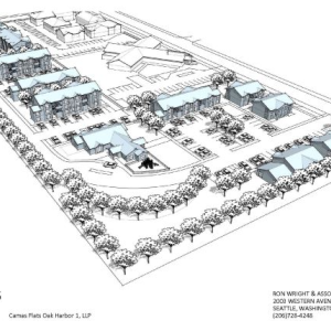Artists rendering of Camas Flats housing complex.