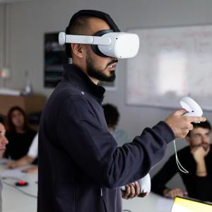 Someone using a VR headset 