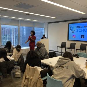 Person presents to a class