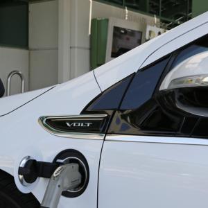 Close up of a white electric car