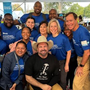Garth Brooks volunteered throughout the week at the Habitat build site.