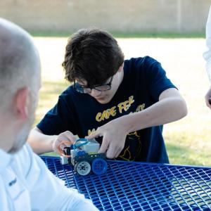 Student uses hands-on STEM activity