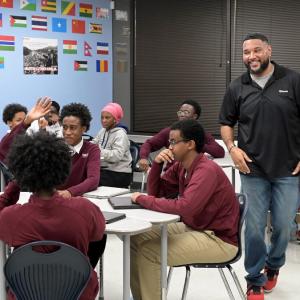 Mason Golding, right, said his students at Horizon Science Academy High School in Columbus look forward to their sessions with Chris Taylor.