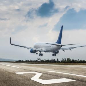 Airplane landing at airport