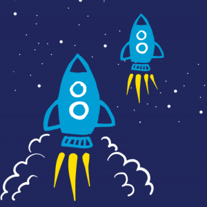 Rocket ships in outer space
