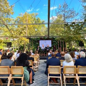 people attending a talk