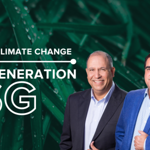 "Tackling Climate Change, Next Generation ESG" with two headshots