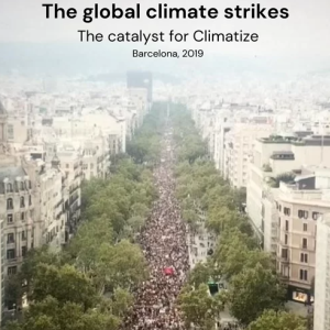Aerial Photography of the 2019 Global Climate strike in Barcelona, Spain