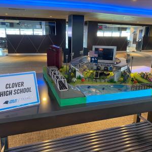 The model stadium from Clover High School that won the Trane Technologies Stadium of the Future STEM Challenge