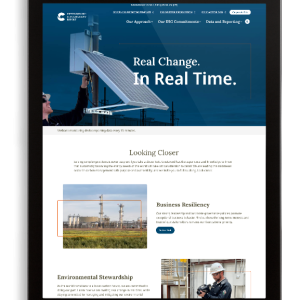 tablet showing Crestwood's ESG landing page
