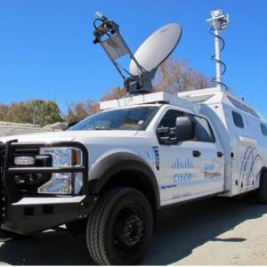 Cisco truck with dish and tower on top