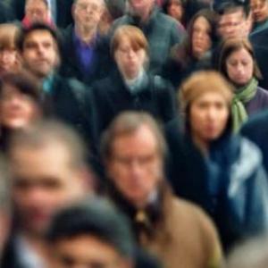 Large crowd of people walking 