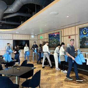 AEG employees helped support women in need by building feminine hygiene kits.