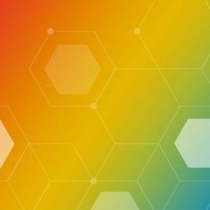 abstract picture with rainbow colors and hexagons