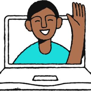 Illustration of a person of color waving.