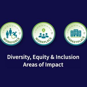 Diversity, Equity and Inclusion areas of impact logos