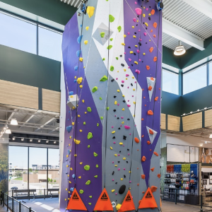 DICK'S Sporting Goods climbing wall.
