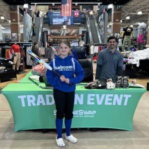 Young girl at the DICK'S Sporting Goods Sideline Swap trade in event.