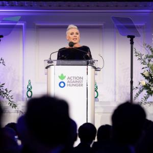 P!nk delivers speech at Action Against Hunger's 2025 Gala. 