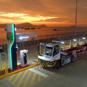 electric vehicle at charging station 