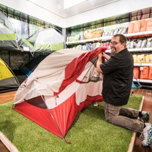 Brian Sirnic, pictured, and Steve Kessler are veterans who can pitch a tent in record time.
