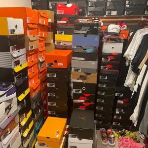 Tom's collection of over 500 pairs of sneakers. 