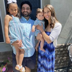 Daniel Leyba, his wife and two children shown.