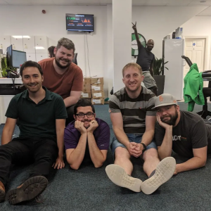 Daniel relaxing with coworkers.