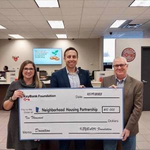 $10,000 check presentation to the Dayton Neighborhood Housing Partnership.
