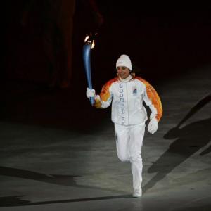 Deborah Compagnoni carrying Olympic torch