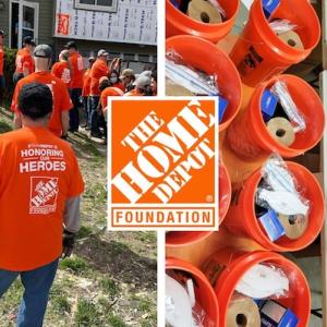 Collage of The Home Depot volunteers preparing for disaster relief.