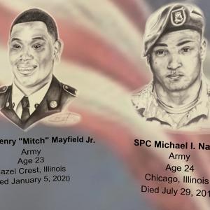Image of SPC Henry "Mitch" Mayfield Jr., Army, Age 23, Hazel Crest, Illinois, Died January 5, 2020 and SPC Michael L. Nance, Army, Age 24, Chicago, Illinois, Died July 29, 2019
